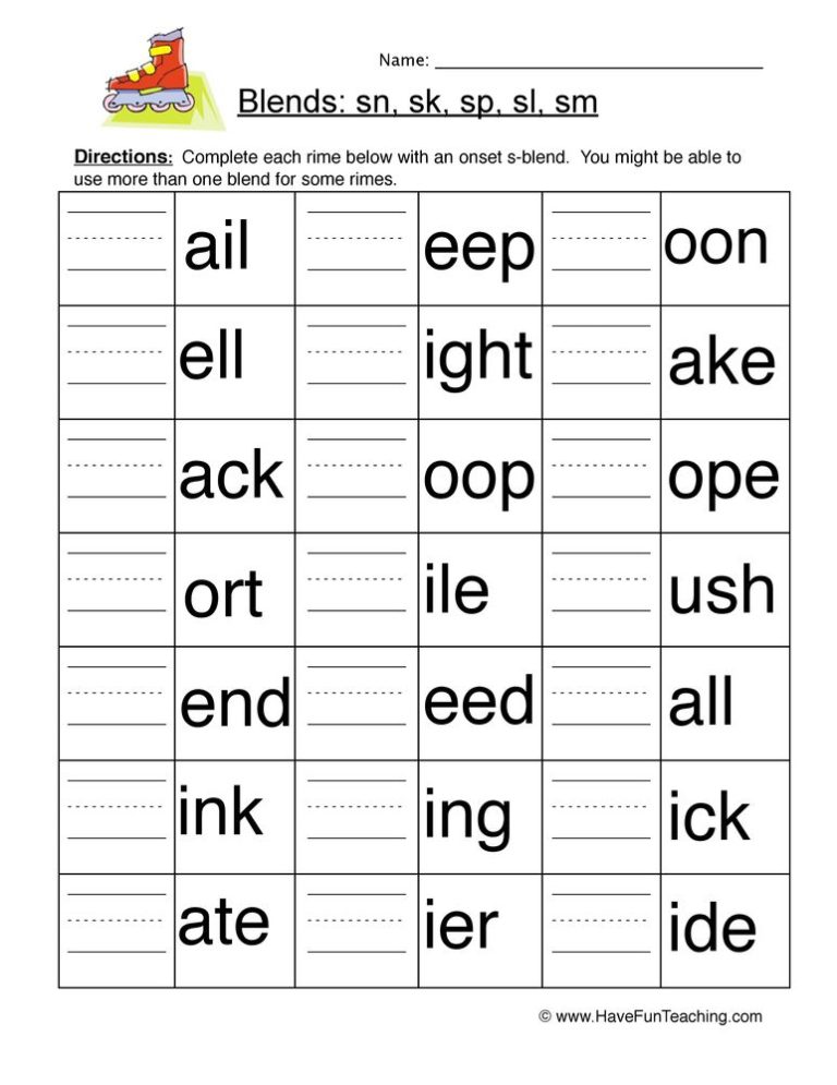 Consonant Blends Worksheets Grade 2