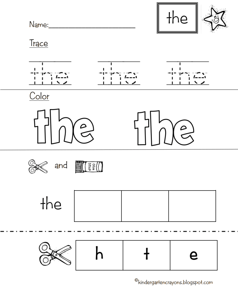 Spelling Kindergarten Sight Words Worksheets Pdf