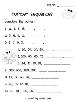5th Grade Number Sequence Worksheets