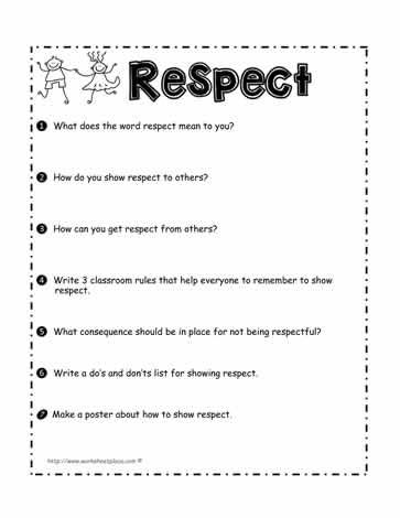 Free Printable Respect Worksheets Pdf