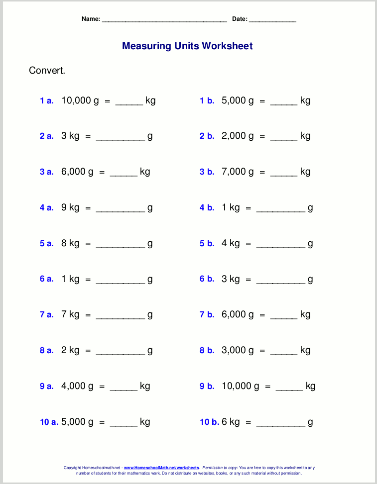 Grade Converting Metric Units Worksheet With Answers