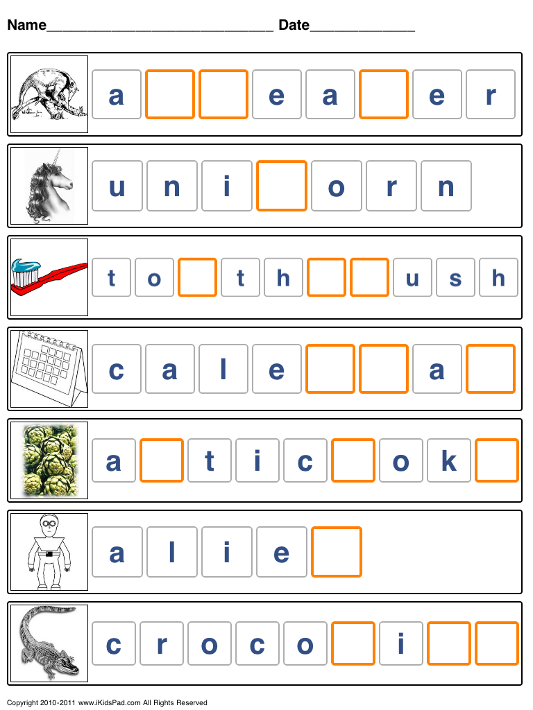 Kindergarten Spelling Practice Worksheets Pdf