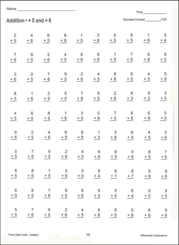 1st Grade Free Printable Minute Math Worksheets