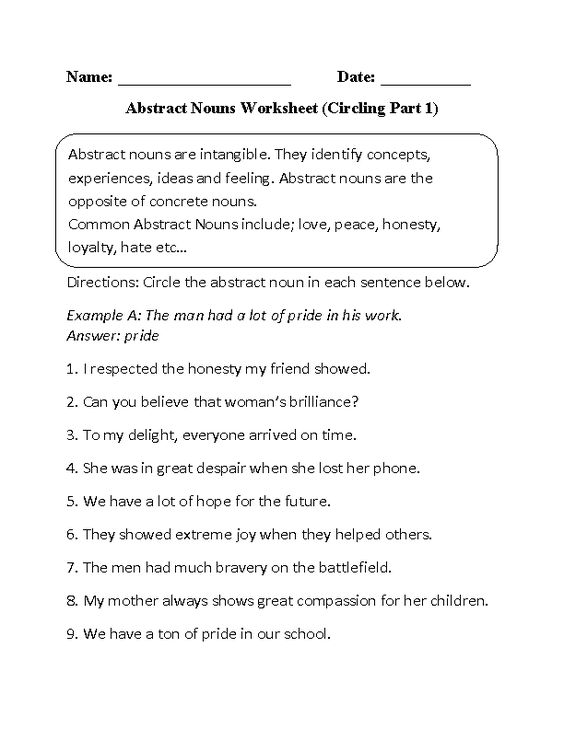 Circle The Noun Worksheets For Kindergarten
