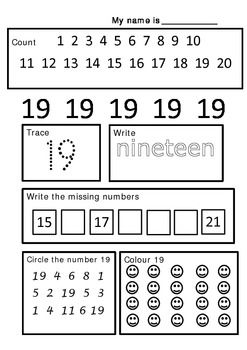 Number Words 1-20 Worksheets For Kindergarten