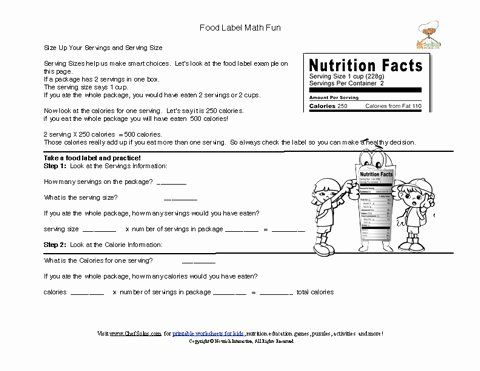 Answer Key Food Labels Worksheet Answers