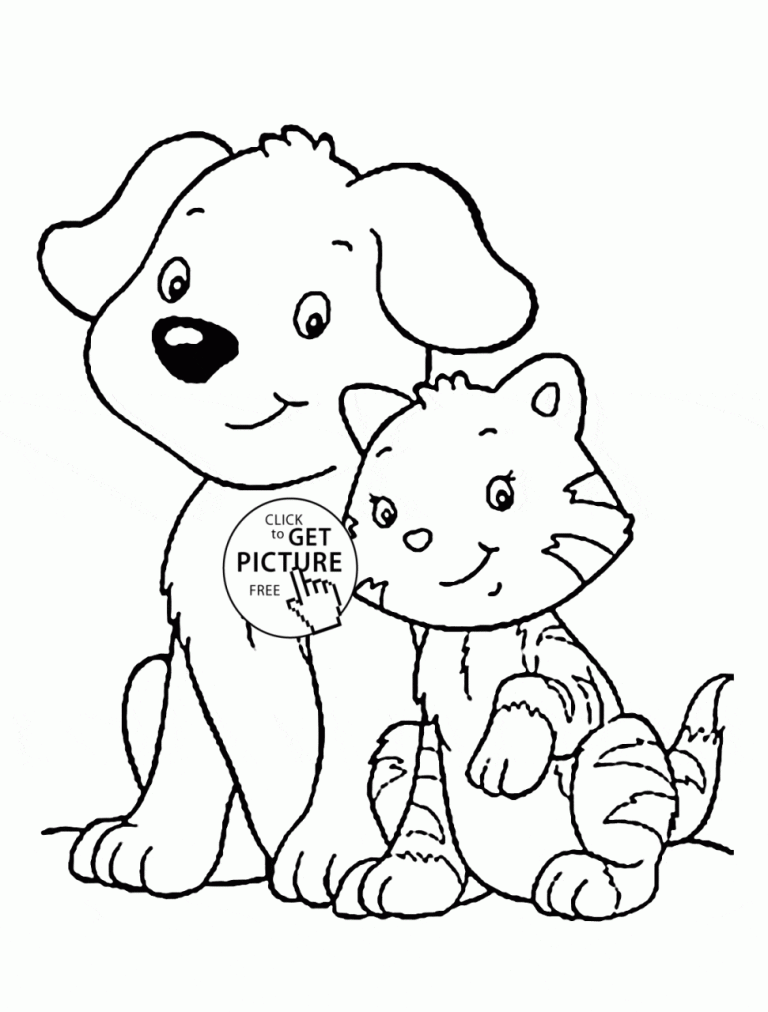 Cat And Dog Coloring Pages For Kids