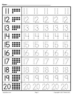 Tracing Numbers 1-20 Printable