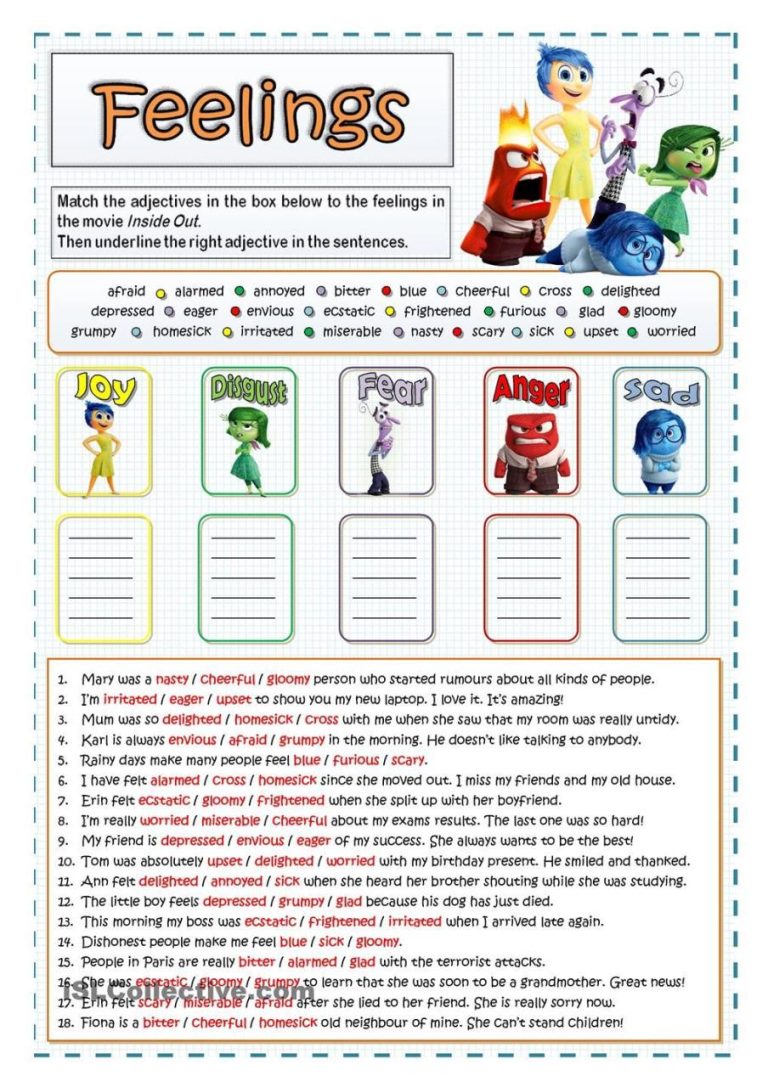 Feelings And Emotions Worksheets For Adults Pdf