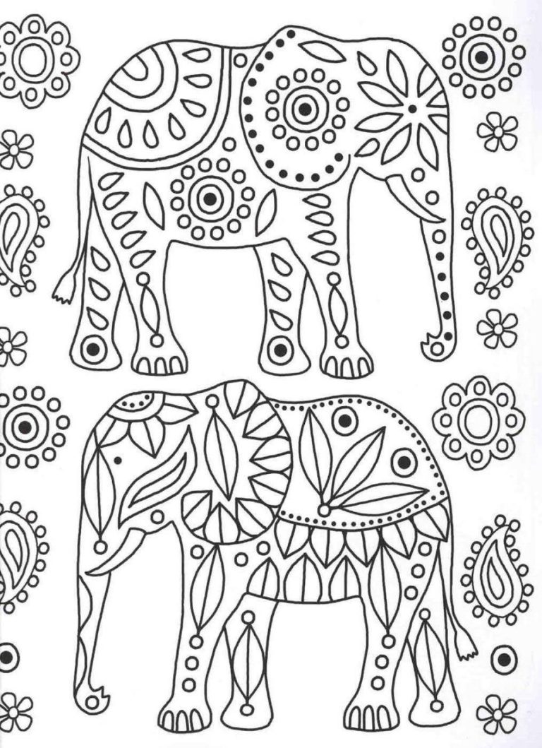 Easy Elephant Mandala Coloring Pages