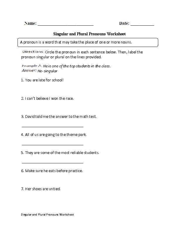 8th Grade Singular And Plural Sentences Worksheets With Answers
