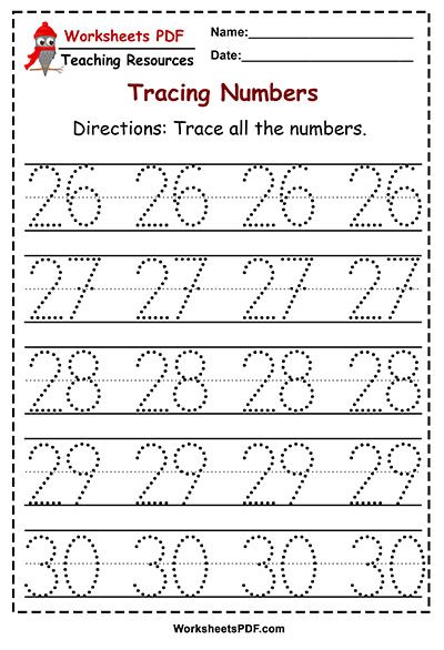 Printable Tracing Numbers 1 50 Pdf
