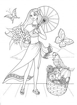 Summer Beach Barbie Coloring Pages