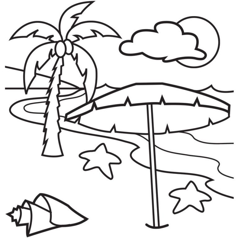 Summer Tropical Beach Coloring Pages