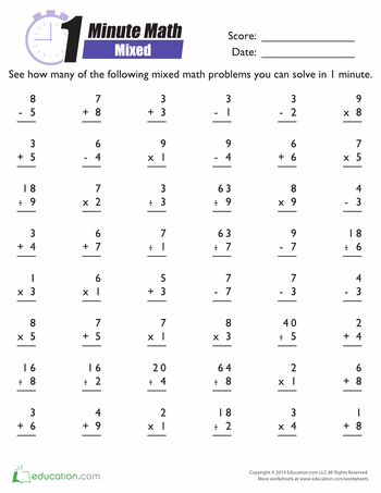 7th Grade Minute Math Worksheets Answers
