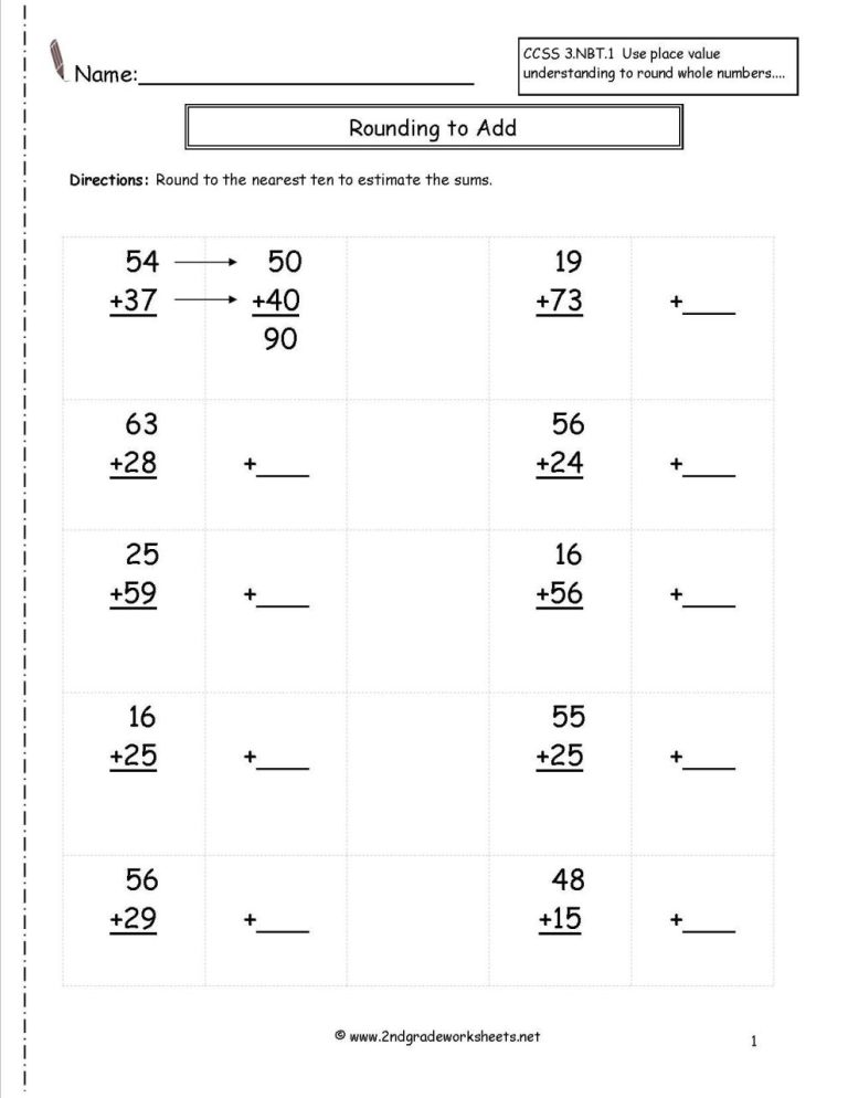 Third Grade Estimation Worksheets Pdf