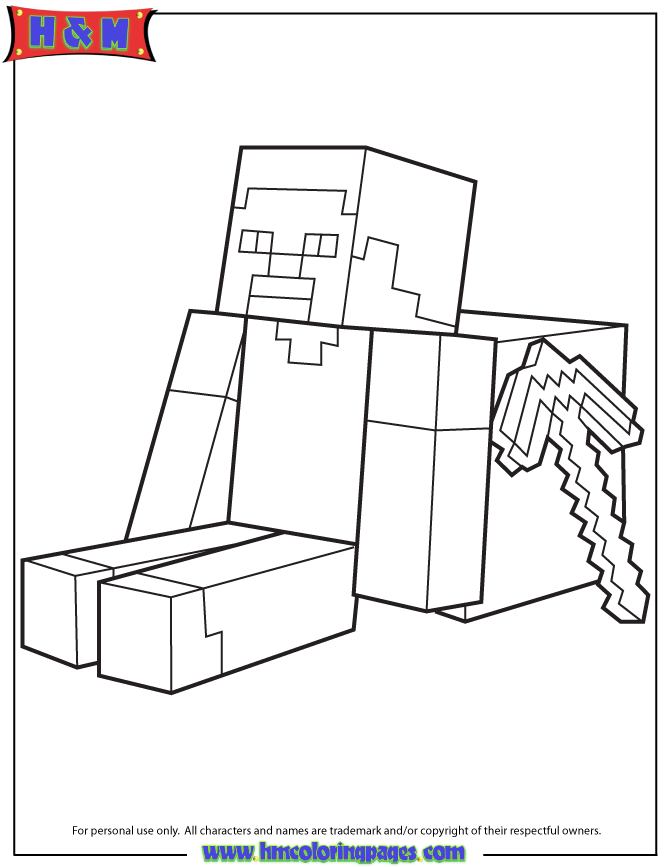 Steve Sword Minecraft Coloring Pages