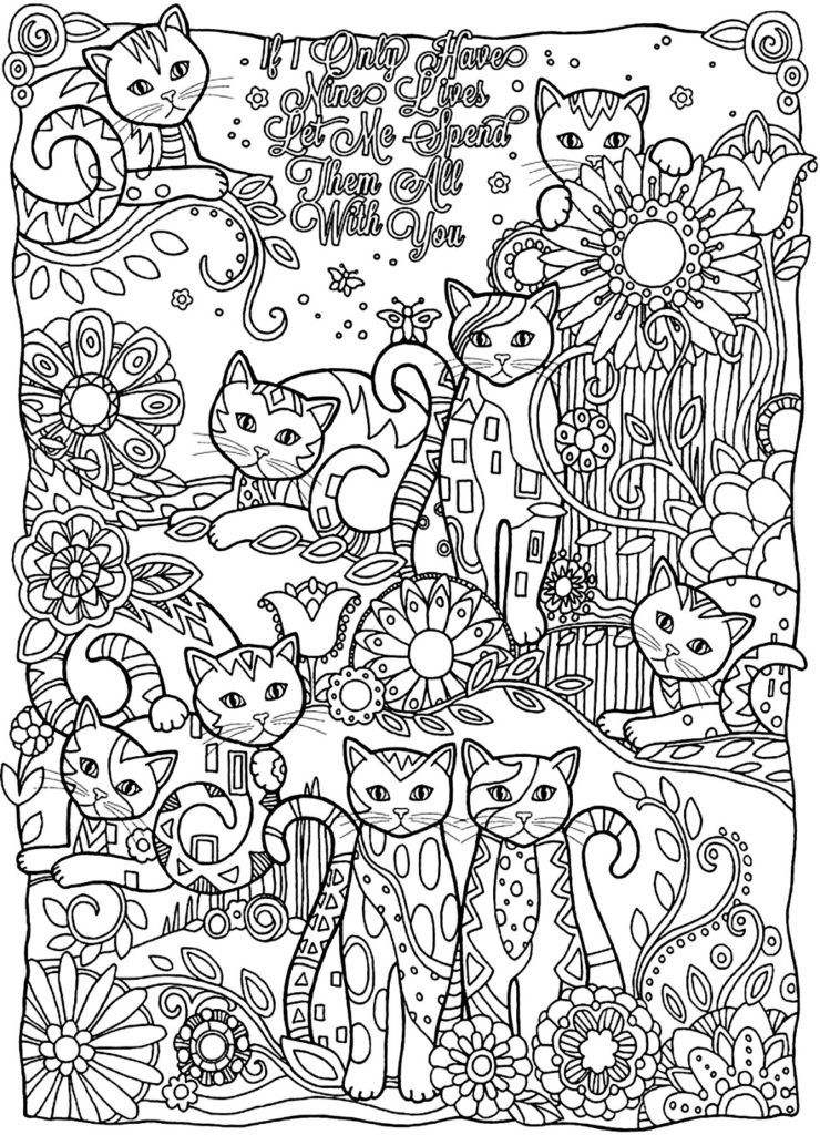 Cute Cat Coloring Pages Hard