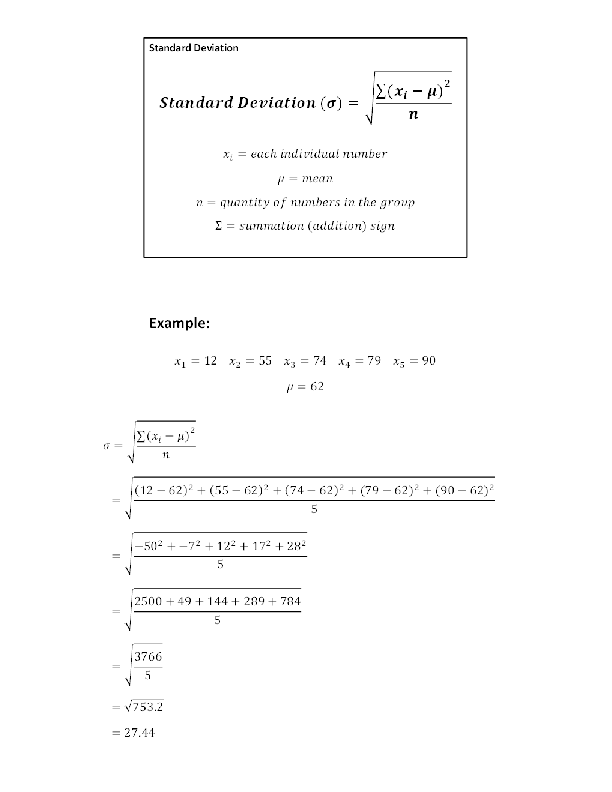 Calculating Standard Deviation Worksheet With Answers
