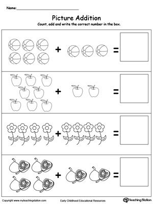 Beginner Math Printables Kindergarten