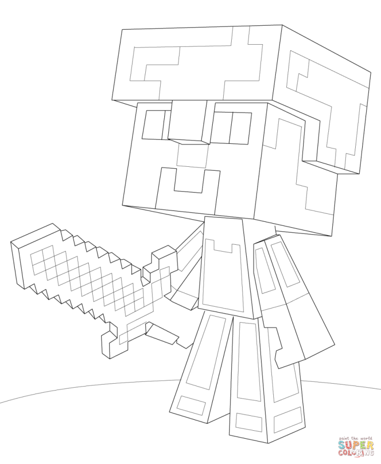 Minecraft Steve Coloring Pages Free
