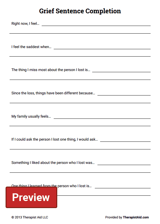 Free Printable Grief Worksheets For Kids