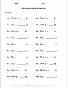 Physics Measurement Conversion Worksheets