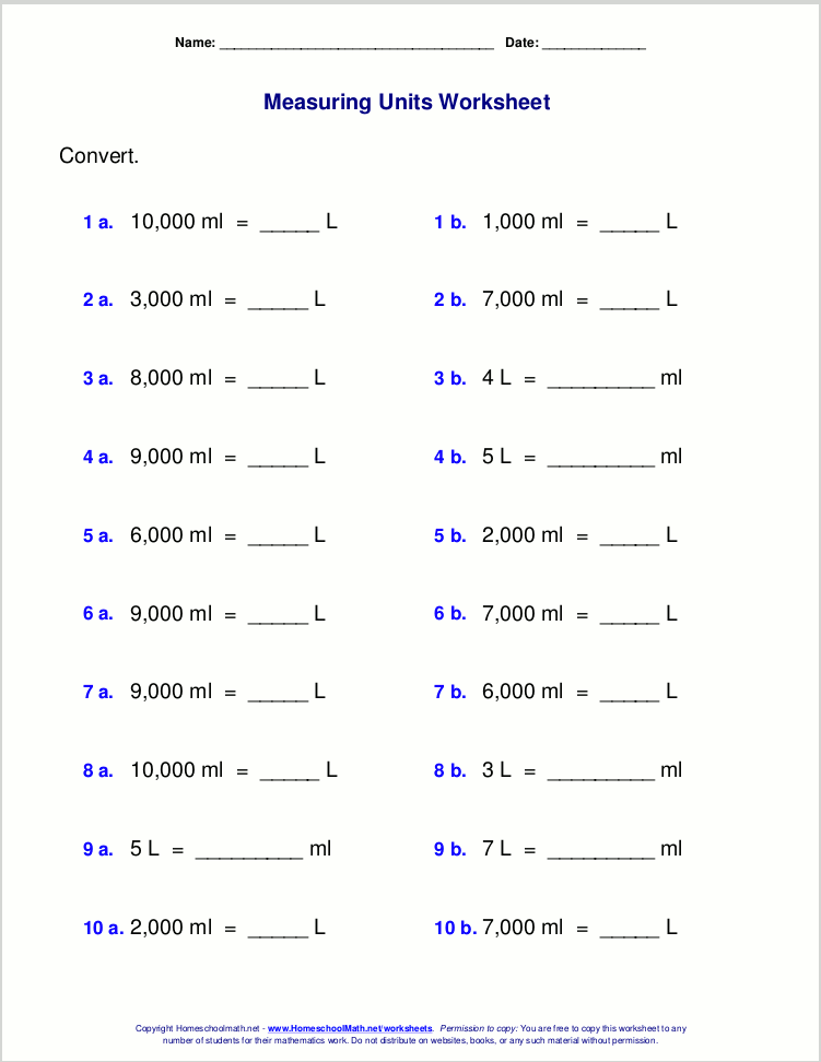 Grade 9 Metric Conversion Worksheets