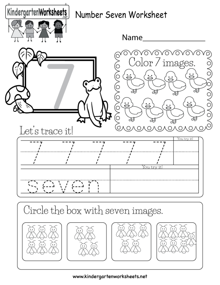 Printable Number 7 Worksheets For Kindergarten