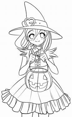 Witch Anime Halloween Coloring Pages