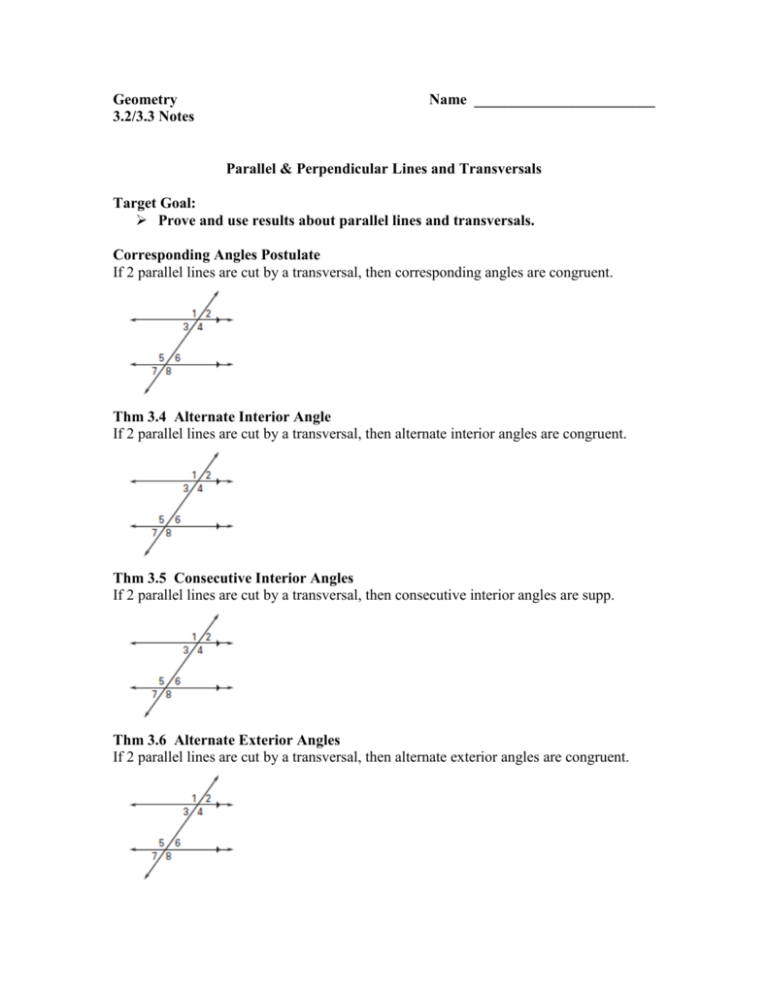 Geometry 3.3 Proving Lines Parallel Worksheet Answers