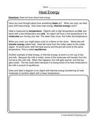 Heat Energy Worksheet For Kids