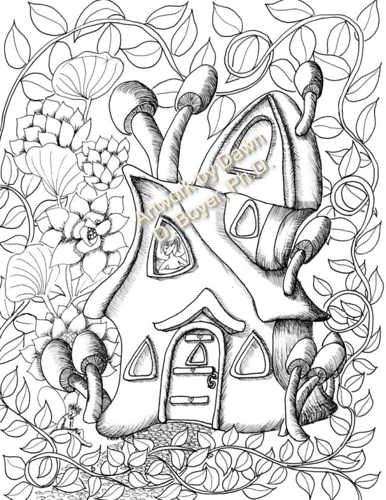 Simple Fairy House Coloring Pages