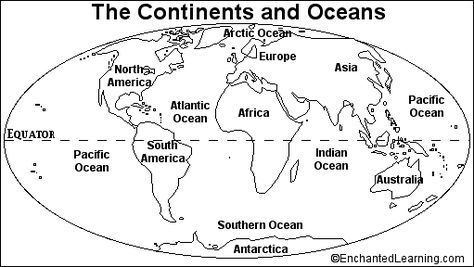 Printable Continents And Oceans Worksheet Quiz