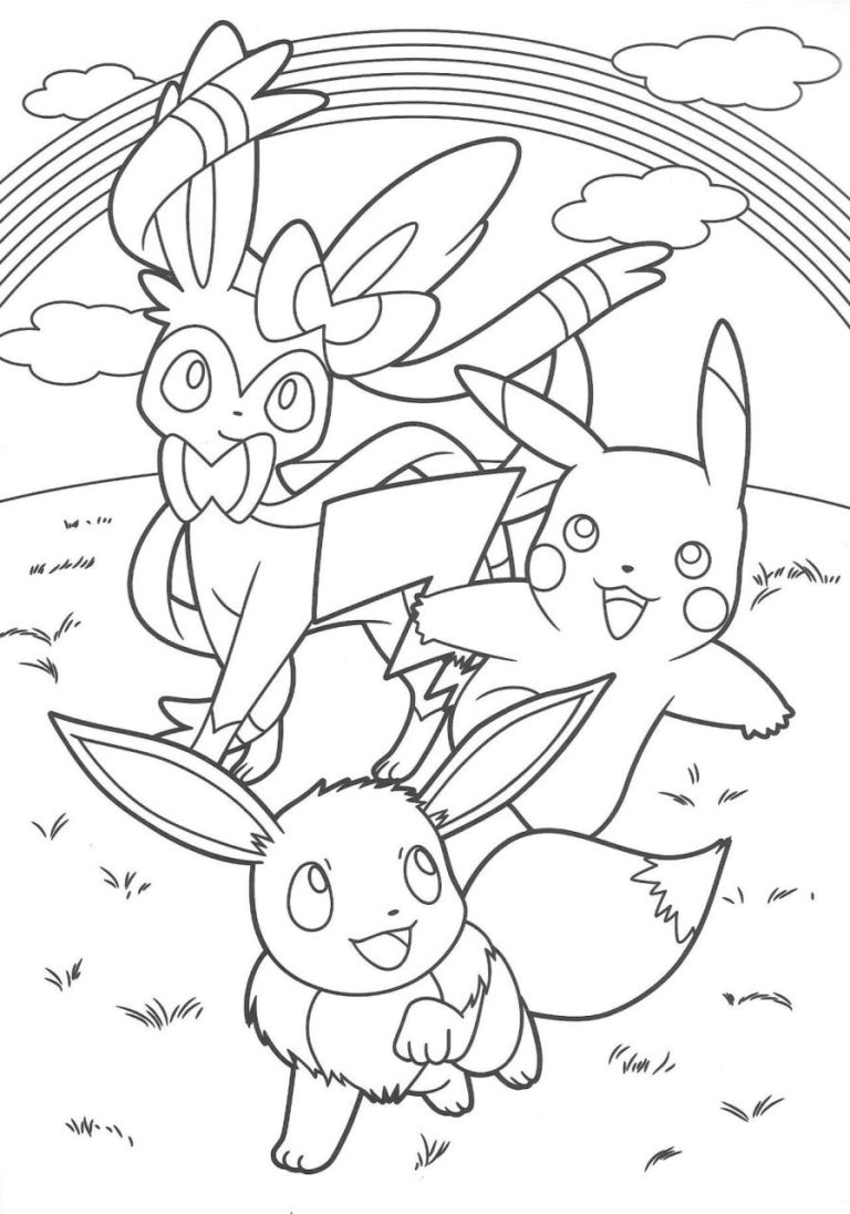 Pokemon Coloring Pages Eevee And Pikachu