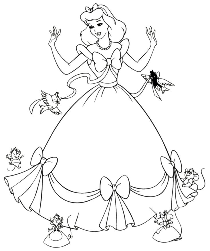 Princess Cinderella Coloring Pages Disney