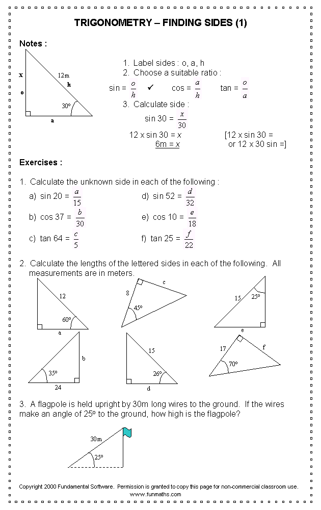 Special Trig Limits Worksheet With Answers