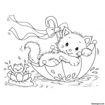 Easy Kitten Cat Coloring Pages