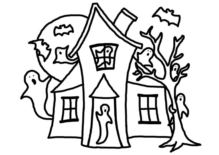 Free Halloween Haunted House Coloring Pages
