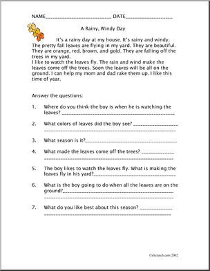 Short Reading Comprehension Year 6