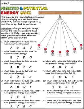 Kinetic Energy Worksheet Answers