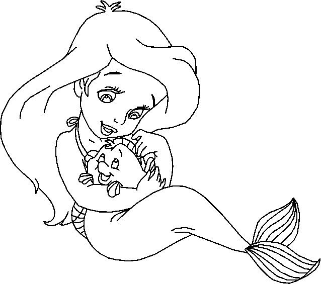 Mermaid Baby Ariel Coloring Pages