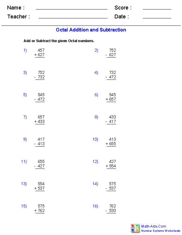 Adding And Subtracting Positive And Negative Numbers Worksheets Math Aids