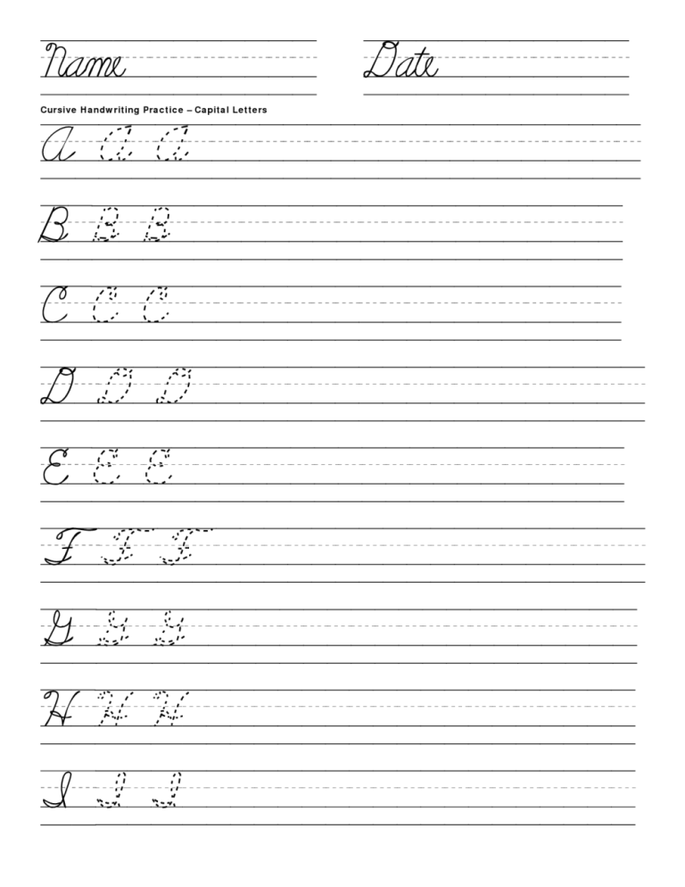 Cursive Alphabet Practice Sheets Free