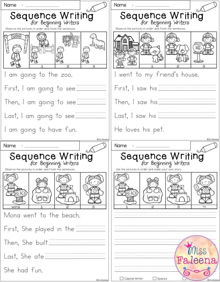 Story Sequencing Worksheets For Kindergarten Pdf