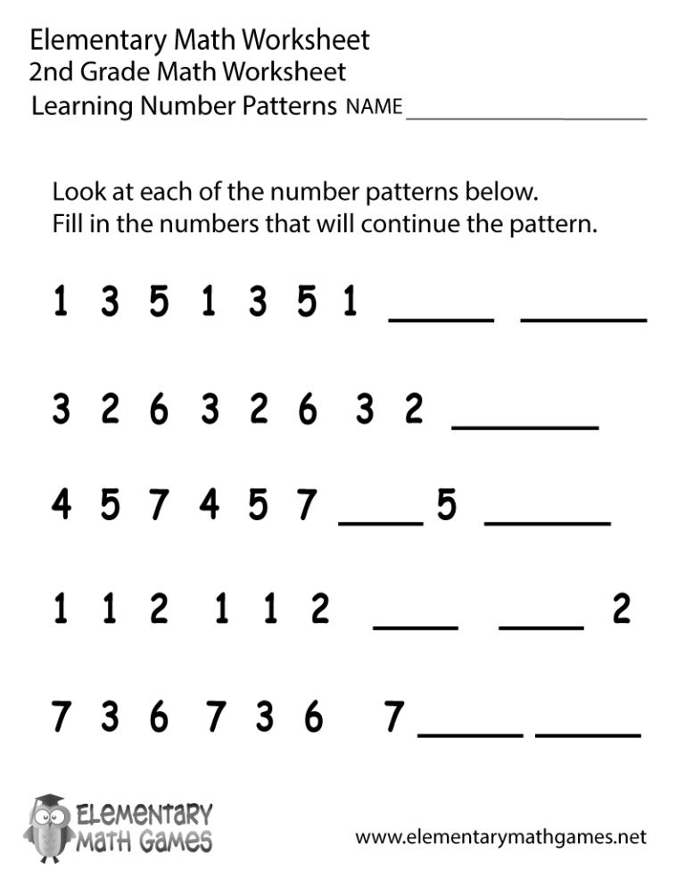 Number Patterns Worksheets 3rd Grade Pdf
