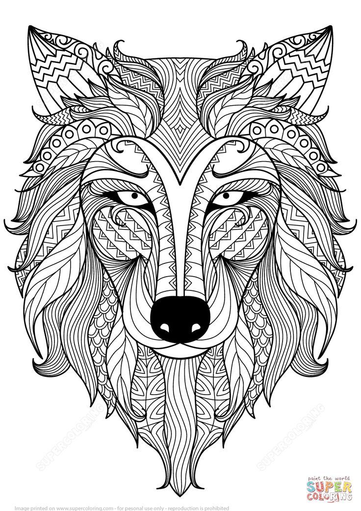 Hard Advanced Wolf Coloring Pages