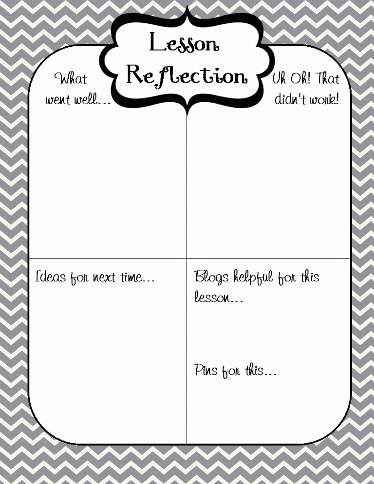 Self Reflection Sheet For Teachers