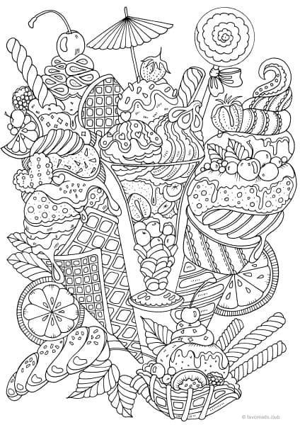 Ice Cream Cute Food Coloring Pages