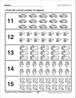 Counting Numbers 11-20 Worksheets For Kindergarten
